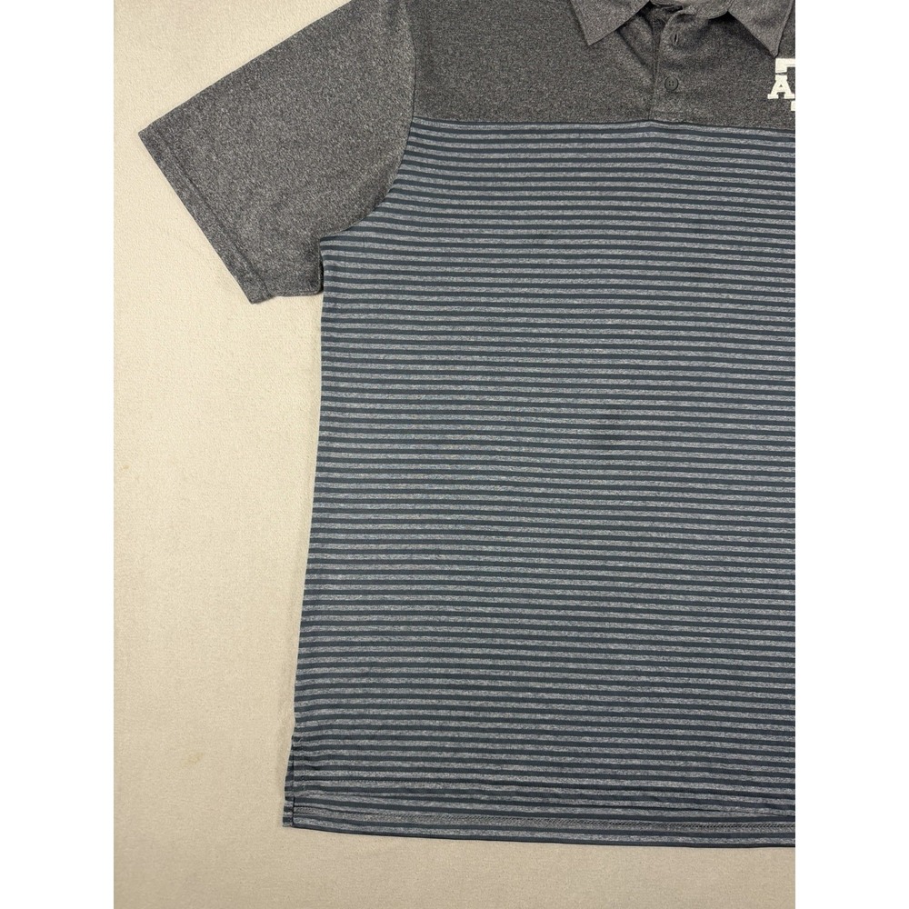 Champion Texas A&M Aggies Polo Shirt Mens XL Gray Striped Performance Golf - Picture 5 of 15
